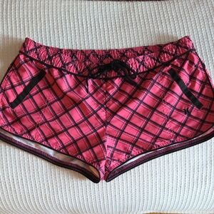 Hurley Pink and Black Plaid Shorts